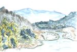 水彩画/宮川上流にて